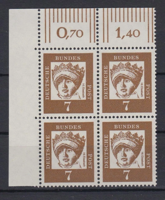 Bund 348y 4er Block Eckrand links oben Bedeutende Deutsche 7 Pf postfrisch
