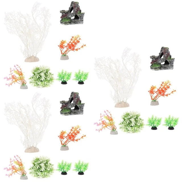 3 Sets Résine Aquarium Aménagement Paysager Plantes Aquatiques
