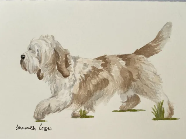 Petit Basset Griffon Vendéen Original Watercolor by Sandra Coen Troting dog
