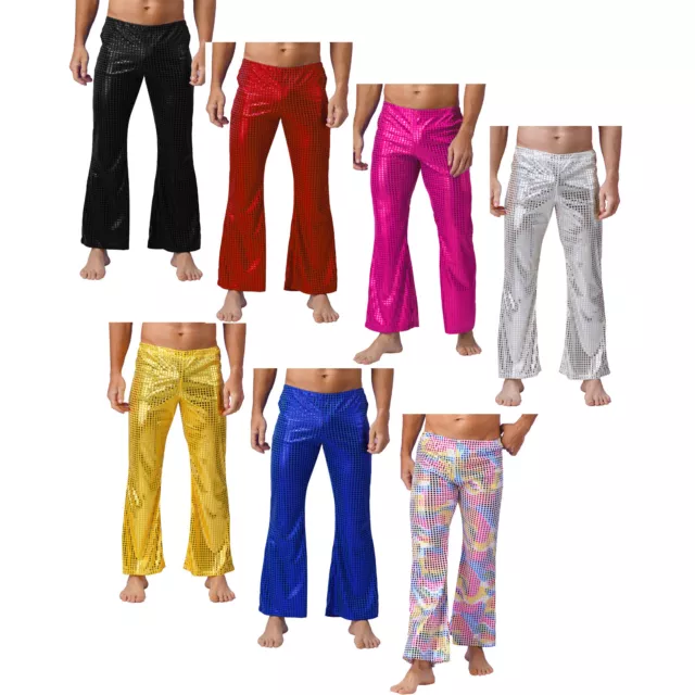 Pantalones largos casuales para hombre con pierna recta años 70 discoteca 2