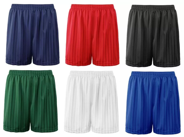 Boys Girls PE School Games Shorts Football Shadow Stripe Childrens Shorts 3-12 Y