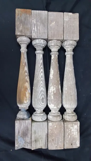 Architectural Salvage 4 Wooden Spindles Balusters 3 Collar Design