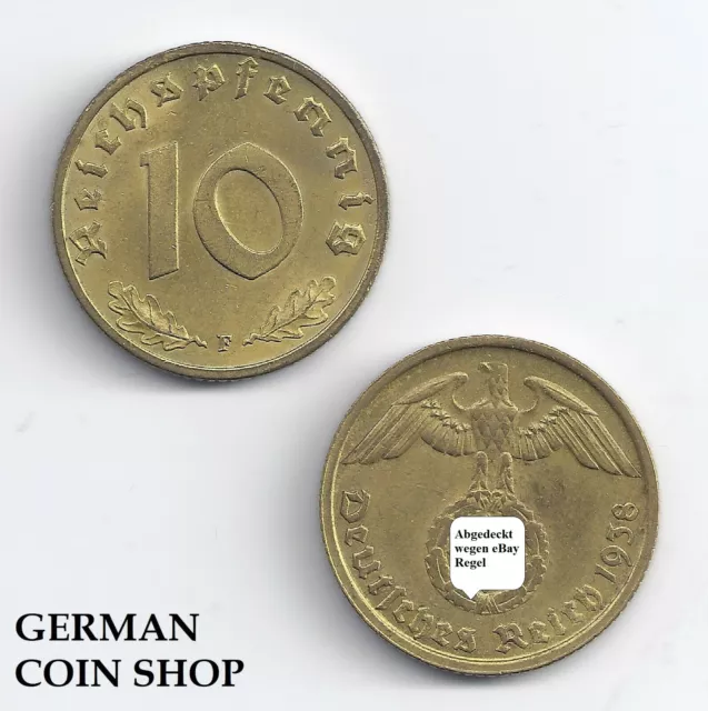 10 Reichspfennig 1937 D oder  1939 D - bitte auswählen - Drittes Reich