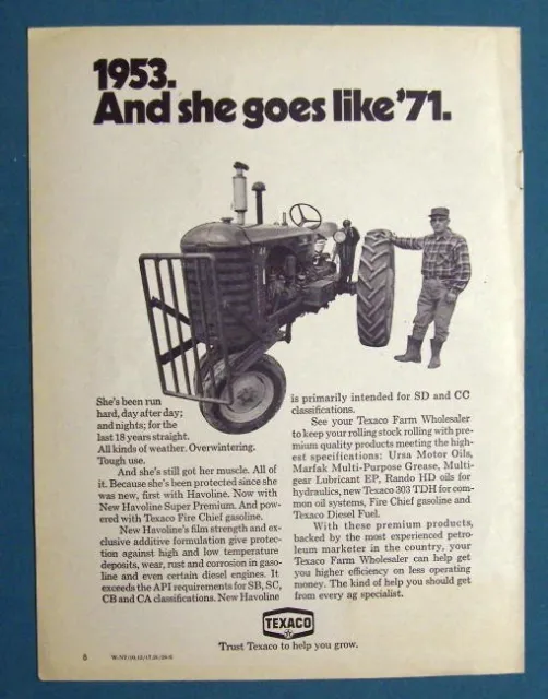 1971  Tractor Ad  TEXACO AD featuring Massey Harris Model 44