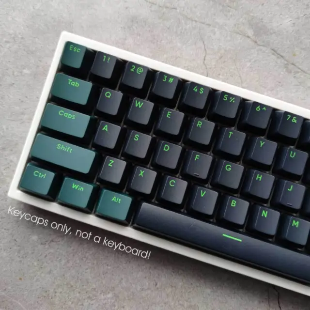 Black Green PBT Double-shot Keycap Set Sound Waves Theme for Cherry MX Keyboard