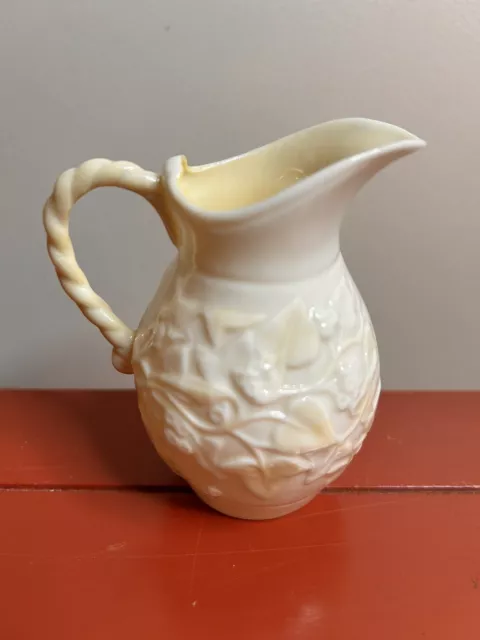 Belleek Vintage Mini Creamer Pitcher Ireland Ivory Yellow 3.75 Inches