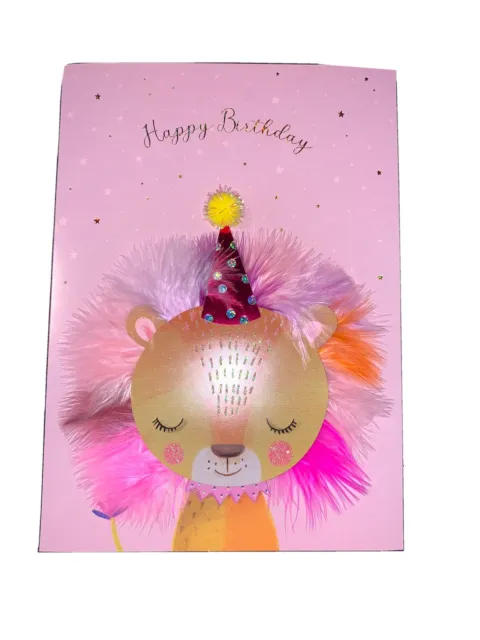 Birthday Card Feather Lion 3D card by Designer Burgoyne