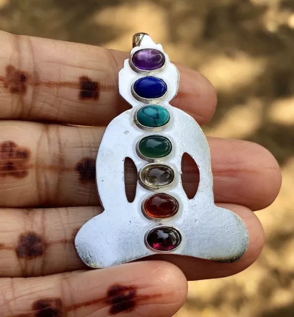 7 Seven Chakra Natural Gemstone Pendant, Reiki Feng Shui Healing Pendant, Yoga 3