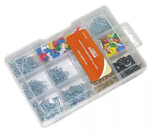 Upholstery Nail TACKS BRAD KIT 1000 PIECE ASSORTED SET Escutcheon & Wire Nails +