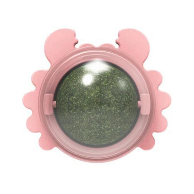 Juguetes giratorios para gatos con hierba gatera bocadillo lamer bola gatito molar (rosa)