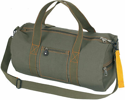 Cotton Canvas Travel Equipment Flight Carry Duffle Shoulder Bag Large Olive Drab