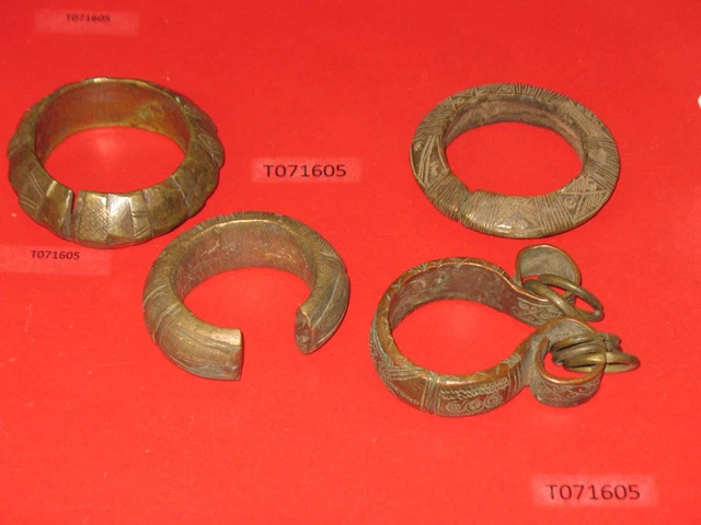 4 pc unknown Africa copper currency bracelet anklet manilla trade barter money