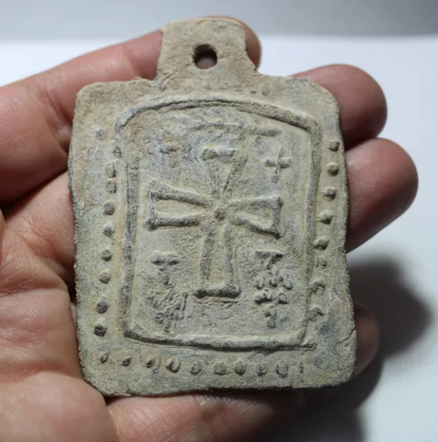 Zurqieh - Ad13907- Byzantine. Huge Lead Amulet. 800 - 1000 A.d