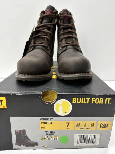 CAT Caterpillar Women Kenzie Steel Toe Work Boots P90394 Bark-NEW Size 7 US
