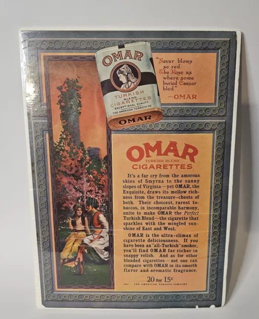 Vintage Omar Turkish Blend Cigarettes Magazine Print Tobacco Advertising  c1915