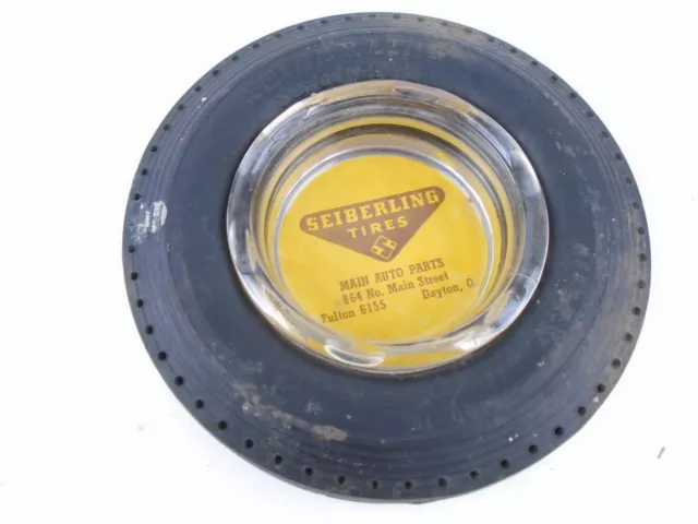 Vintage Seiberling Tires Main Auto Parts Dayton Advertising Ashtray 50's-60's