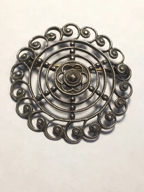 Broche Ancienne En Argent - Bijou Vintage - Modèle Sans Marque - État D'occasion