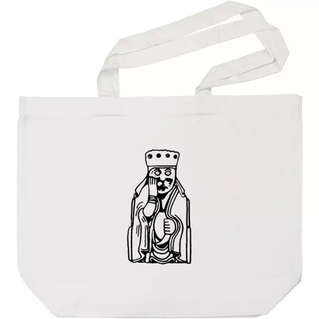 'Pieza de Ajedrez Reina' Bolso de Compras Blanco (BG00009025)