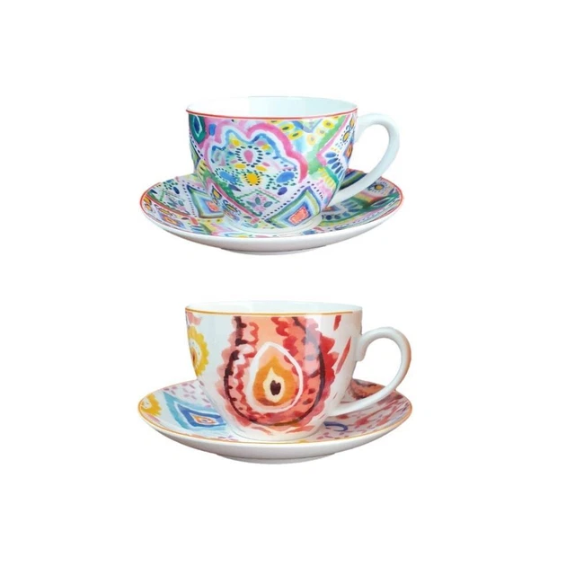 Set Porcellana Bone China Set 6 Tazzine Caffè Brandani Medicea - Porcellana Bone China Con Piattini Tazzine Da Caffe