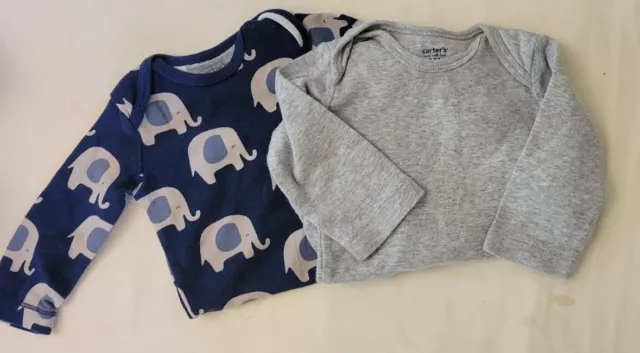 Carters Baby Boy Long Sleeve Bodysuits 2 Pieces Size 3M
