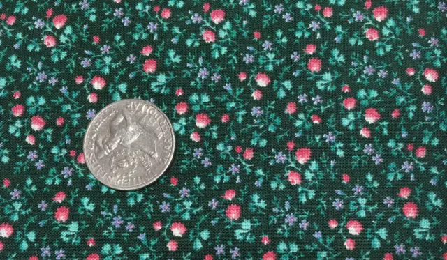 Vintage Quilting Fabric - Small Florals Dark Green - VIP Cranston