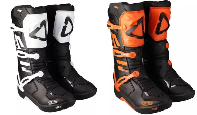 Botas Motocross Leatt 3.5 Offroad Moto Enduro Blanco Negro Naranja