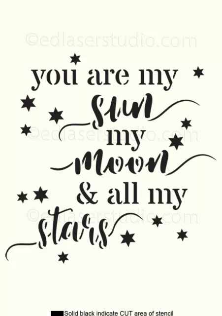 Moon Stencil Sun Stars Vintage Words Quote Reusable Painting Furniture Card QU70