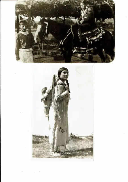 2 Card Native American Lot, Real Photos (RPPC), Osage Wedding, Mother & Baby!