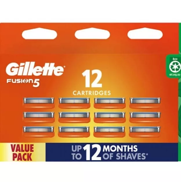 Genuine Gillette Fusion 5 Value Pack 12 pack Razor Blades Cartridges