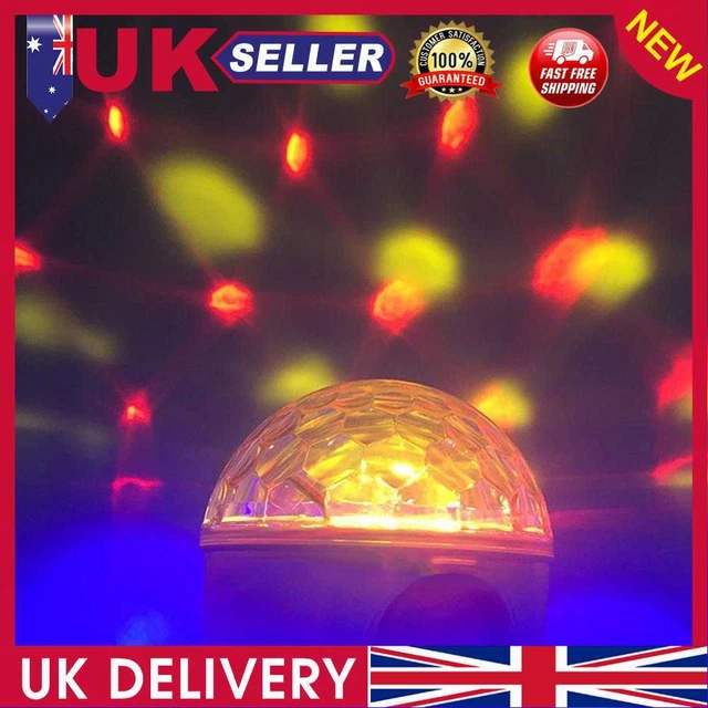 Rotating LED Night Lamp USB Disco Stage Party Ball Colorful Light (Yellow) UK