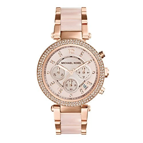 Michael Kors Parker Rose Gold-Tone Dial SS Chrono Quartz Ladies Watch MK5896