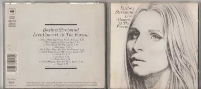 BARBRA STREISAND Live Concert at The Forum 1972  CD (1987) Pre Owned