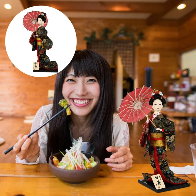 Poupée Artisanale Cadeau Ambiance Japonaise Poupée Japonaise Geisha Veemoon 30 Cm - Décoration En Kimono Soie - Ornement Bureau, Maison - Style Zen Décoration Intérieure Zen Artisanat