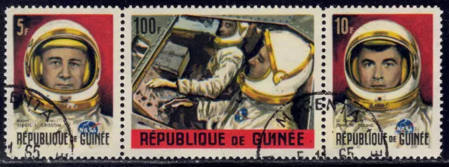 1965 Guinea SC# 387 - Major Grisson - US Issue - Strip of 3 Stamps - Used