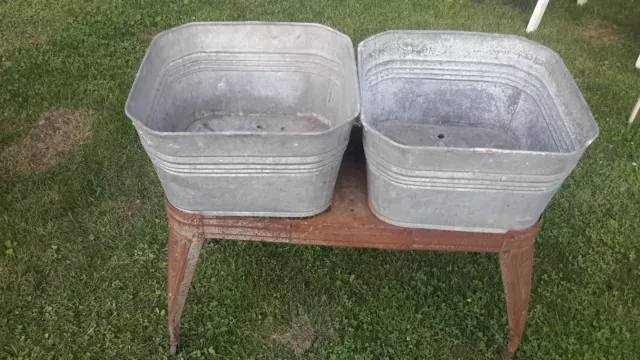 Antique Galvinized  Double washing tubs Reeves