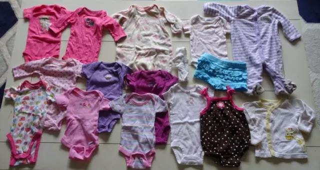 Infant Baby Girl, 16 pieces spring summer lot NEWBORN, Carters Gymboree Gerber
