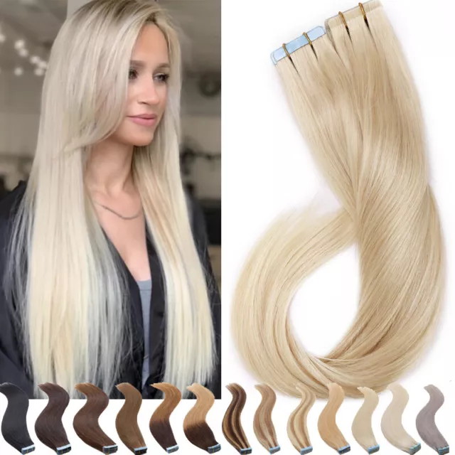 150g Tape In skin Weft 100% Remy Human Hair Extensions Long Real Thick Blonde AU