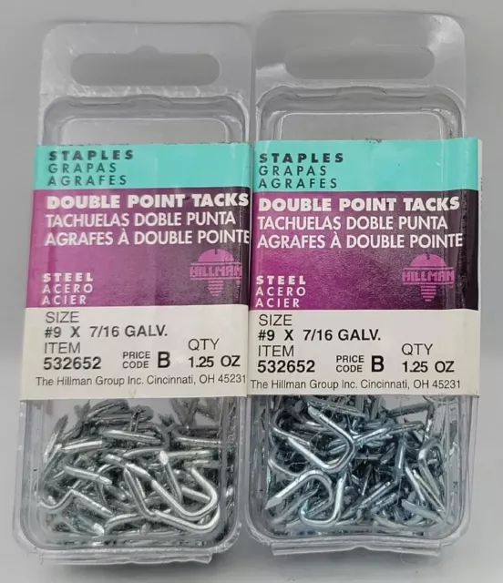 Hillman 532652 Double Point Tack, #9 - 7/16 Galvanized Steel (2 Pack Lot) NEW