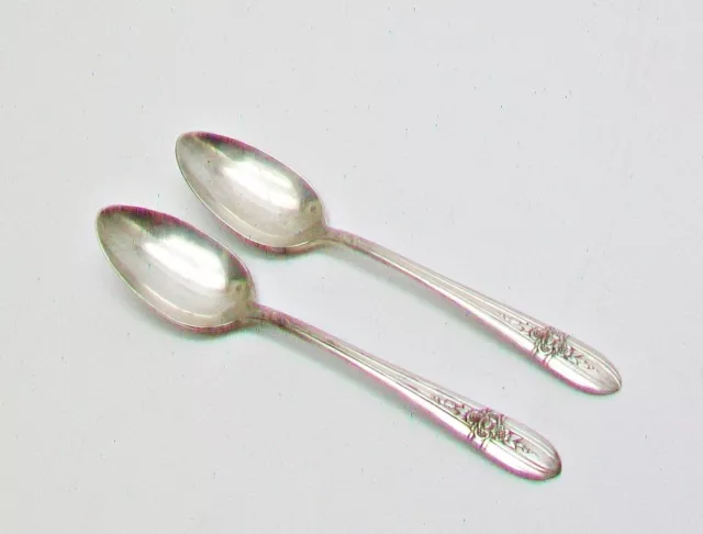 2 Wm ROGERS Mfg Co Extra Plate TRIUMPH  Teaspoons 6 1/8"  Vintage WWII Era