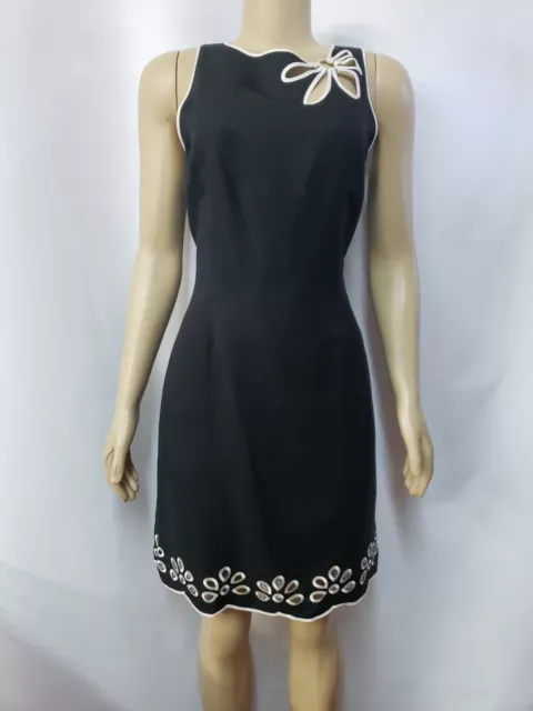 I.C.E. Women’s Sleeveless Black White Dress Straight Sz 10 Linen Blend #C