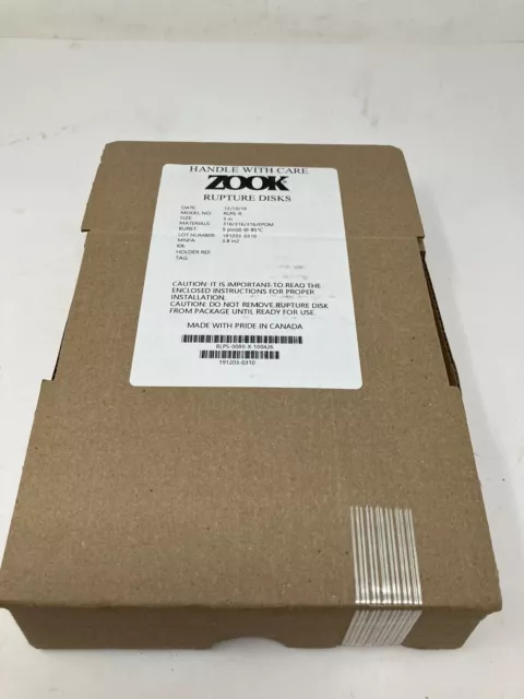 New Zook Rupture Disc RLPS-R 3" Burst 5 psi(d) 316/EPDM