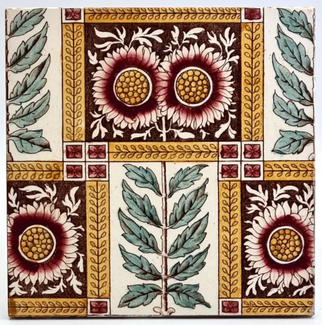 Antique Fireplace Tile Print & Tint Smith, Ford & Jones C1889
