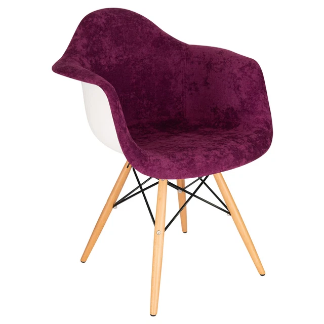 Willow Velvet Eiffel Wooden Base Accent Chair - Purple