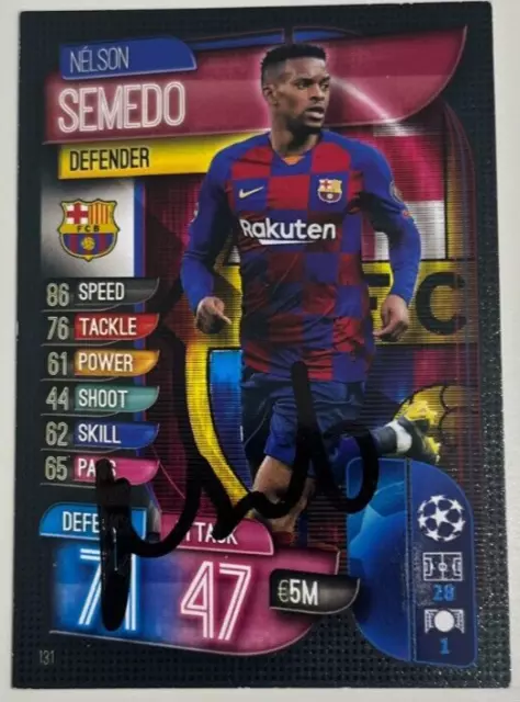 Tarjeta de fútbol americano firmada por Nelson Semedo partido Attax Barcelona FC RARA