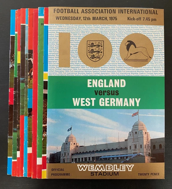 ENGLAND - 10 different home football programmes 1972 to 1975 £9.99 ...