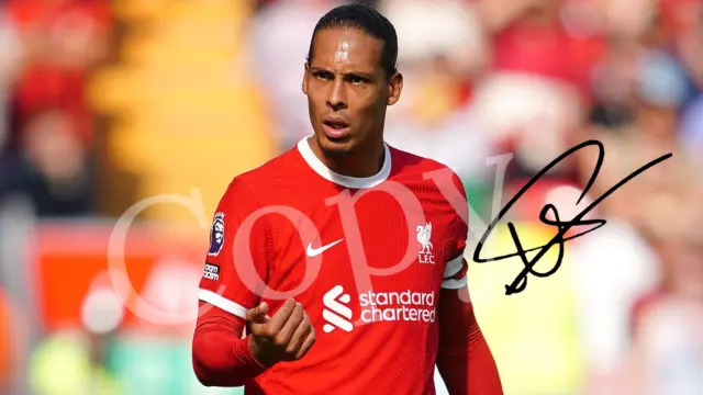 Virgil van Dijk Liverpool signiertes Autogramm 6x4 Druck vorgedruckt