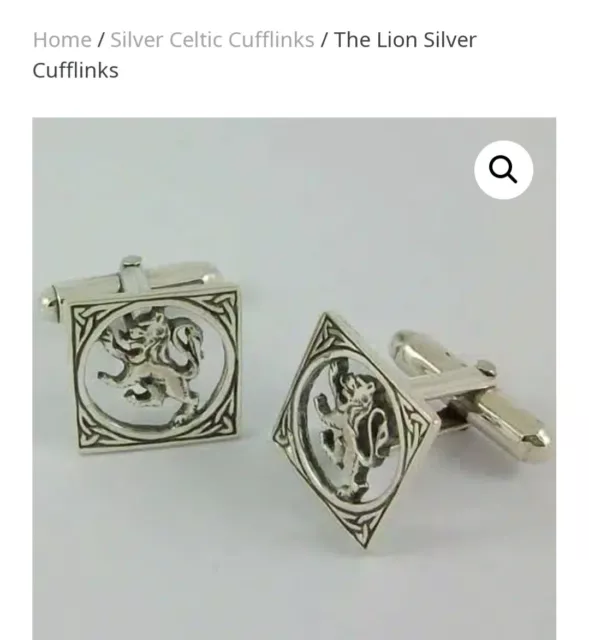 Sterling Silver Celtic Lion Cufflinks 925 Wales Scotland Ireland