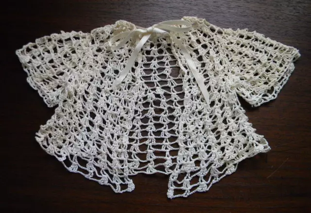 Vintage Hand Crocheted Infant Newborn Baby Sweater