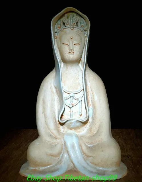 9.9" Old Song Dynasty Hutian Kiln Porcelain Kwan-yin Guan Yin Buddha Statue