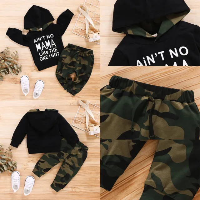 2PCS Newborn Baby Boys Clothes Hooded Tops Trouser Pants Tracksuits Outfits Sets